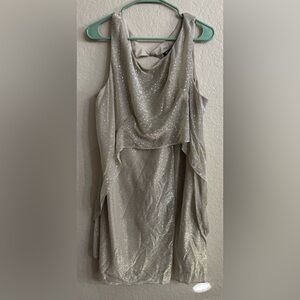 SLNY Elegant Gold Sleeveless Dress